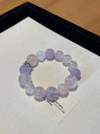 Violet Rain – Amethyst, Rose Quartz & White Phantom Quartz Bracelet