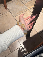 Autumn Vibe Crystal Bracelet | Golden Resin Flower, White Phantom, White Agate, Yellow Tower Quartz, Clear Quartz & White Shell Pearl | 10–18mm