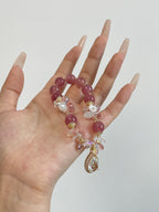 Strawberry Chalcedony Bracelet | 10mm Beads with Zircon | Love & Luck Energy