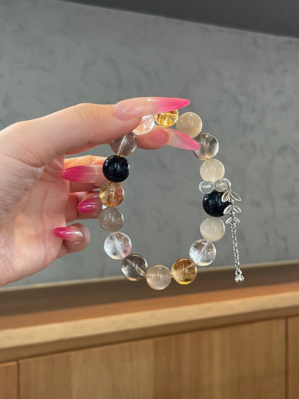 Starlit Galaxy – Starry Backbone, Obsidian, Smoky Quartz Crystals Bracelet