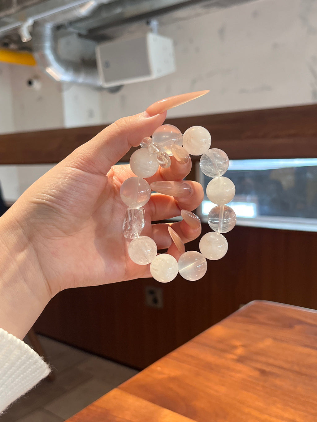 Snowcrest Crystal Bracelet | White Phantom, Milky Quartz & Clear Quartz | 16mm