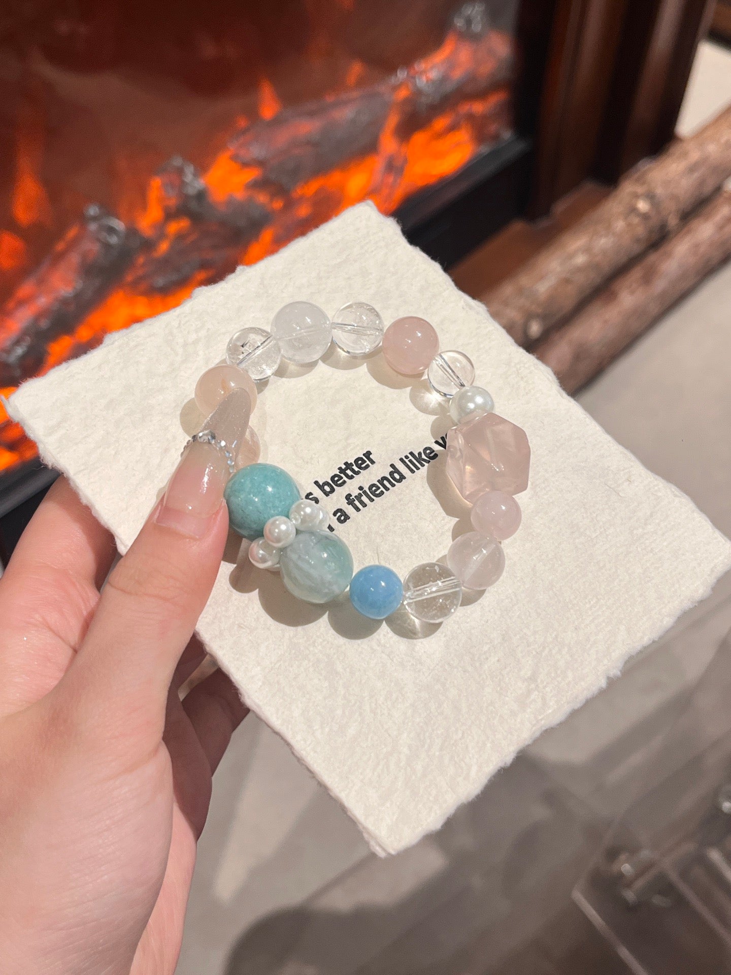 “Candy Dream” Crystal Bracelet | Rose Quartz, Amazonite, Fluorite & Chalcedony 10–16mm