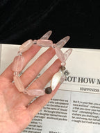 Pink Mailbox – Rose Quartz, Smoky Quartz & Agarwood Crystal Bracelet