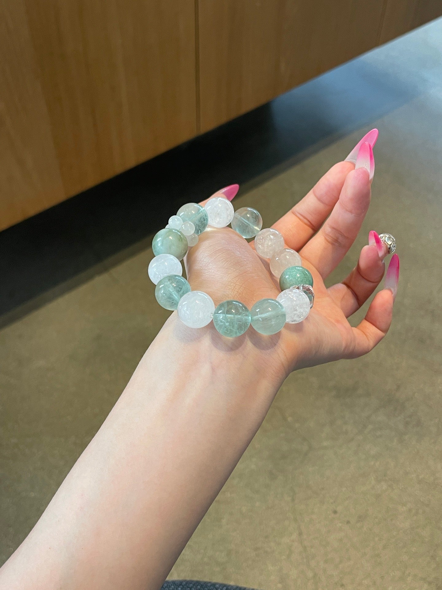 Sea Breeze – Blue Phosphosiderite & White Crystal Bracelet