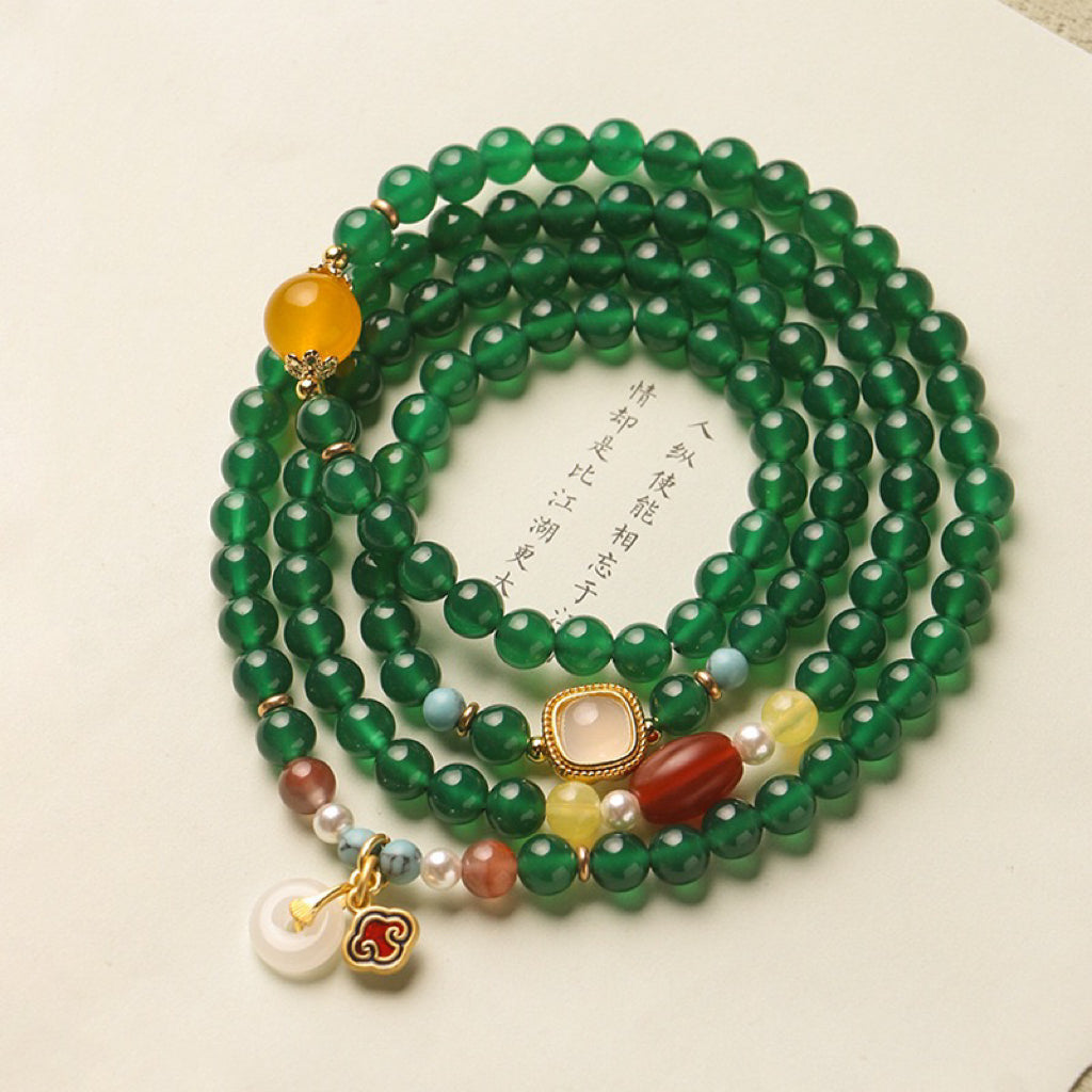 Brazilian Green Agate 108 Mala – Tara Green Beads for Healing & Meditation