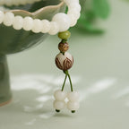 Buddha White Jade Bodhi Lotus Mala Harmony Necklace Bracelet
