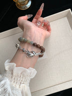 Evergreen – Green Phantom, Sandalwood & Turquoise Crystal Double Bracelet