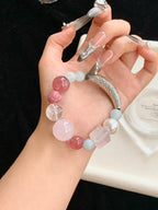 【Soft Berry】Strawberry Quartz & Crystal Multi-Stone Bracelet