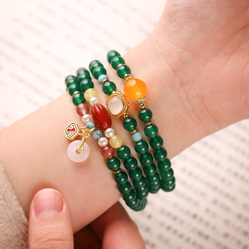 Brazilian Green Agate 108 Mala – Tara Green Beads for Healing & Meditation