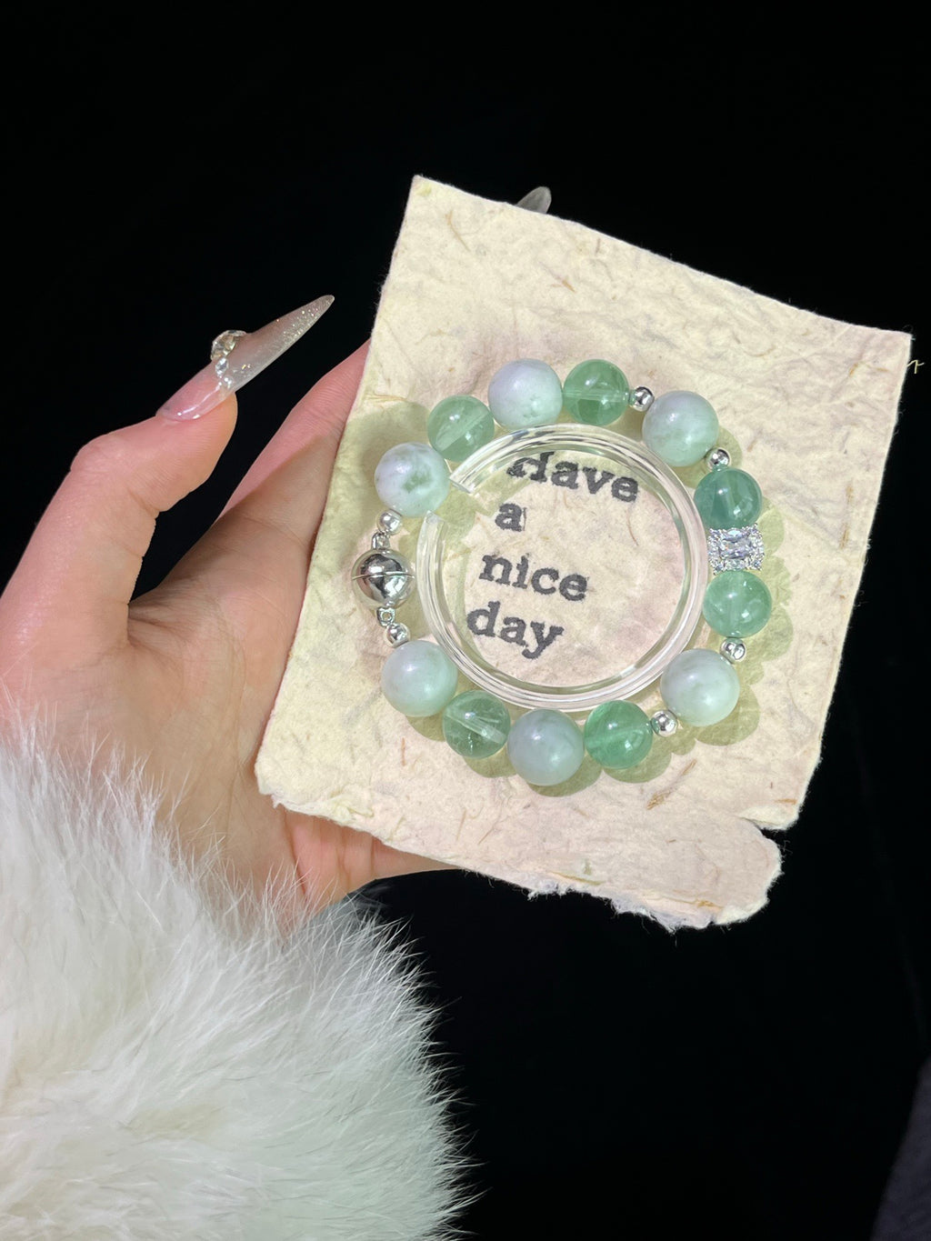 Forest Blossom | Xiuyu Jade & Green Fluorite | 12–14mm