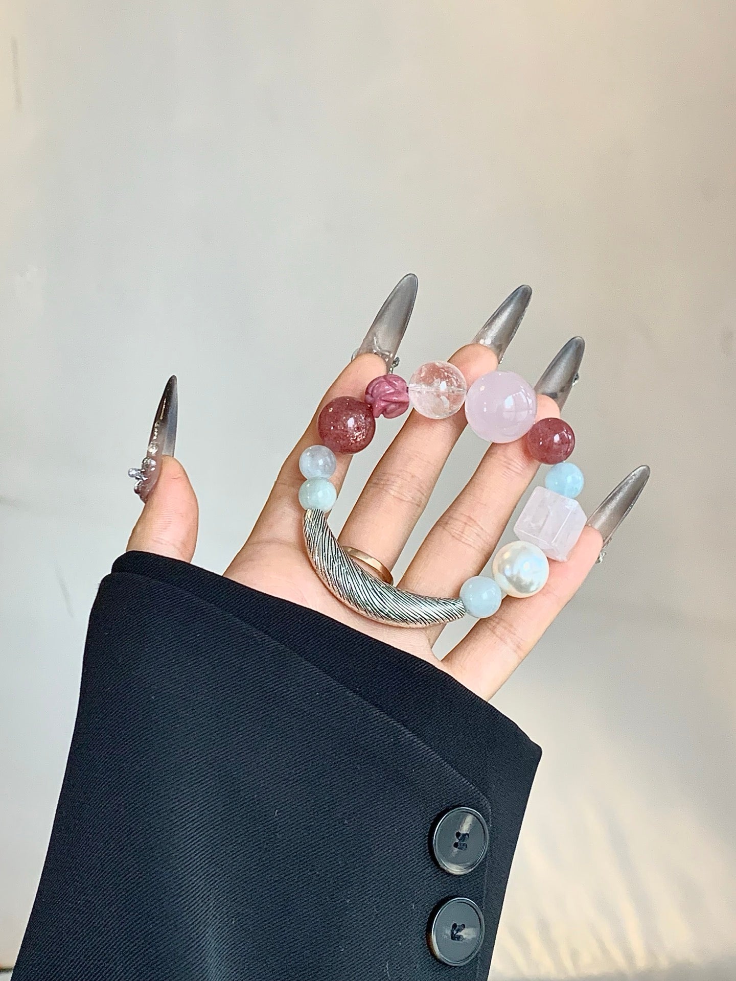 【Soft Berry】Strawberry Quartz & Crystal Multi-Stone Bracelet