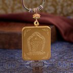 Titanium Frame Gemstone & Mineral Gold-Painted Thangka Necklace with Enamel Lotus (4x5mm, Handmade Cord)