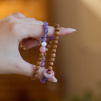 6mm Barbie Sandalwood & Amethyst Double-Layer Bracelet