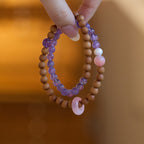 6mm Barbie Sandalwood & Amethyst Double-Layer Bracelet