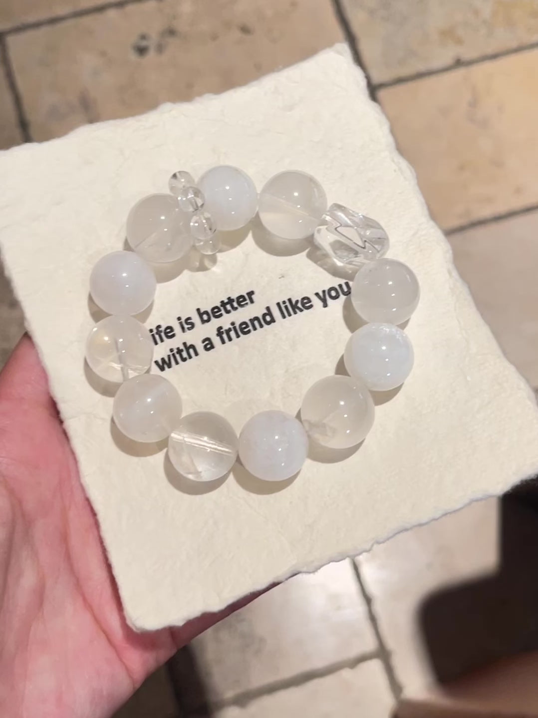 Snowcrest Crystal Bracelet | White Phantom, Milky Quartz & Clear Quartz | 16mm