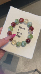Golden Orchard – Red Flower Agate, Xiuyu Jade & Lemon Citrine Crystal Bracelet