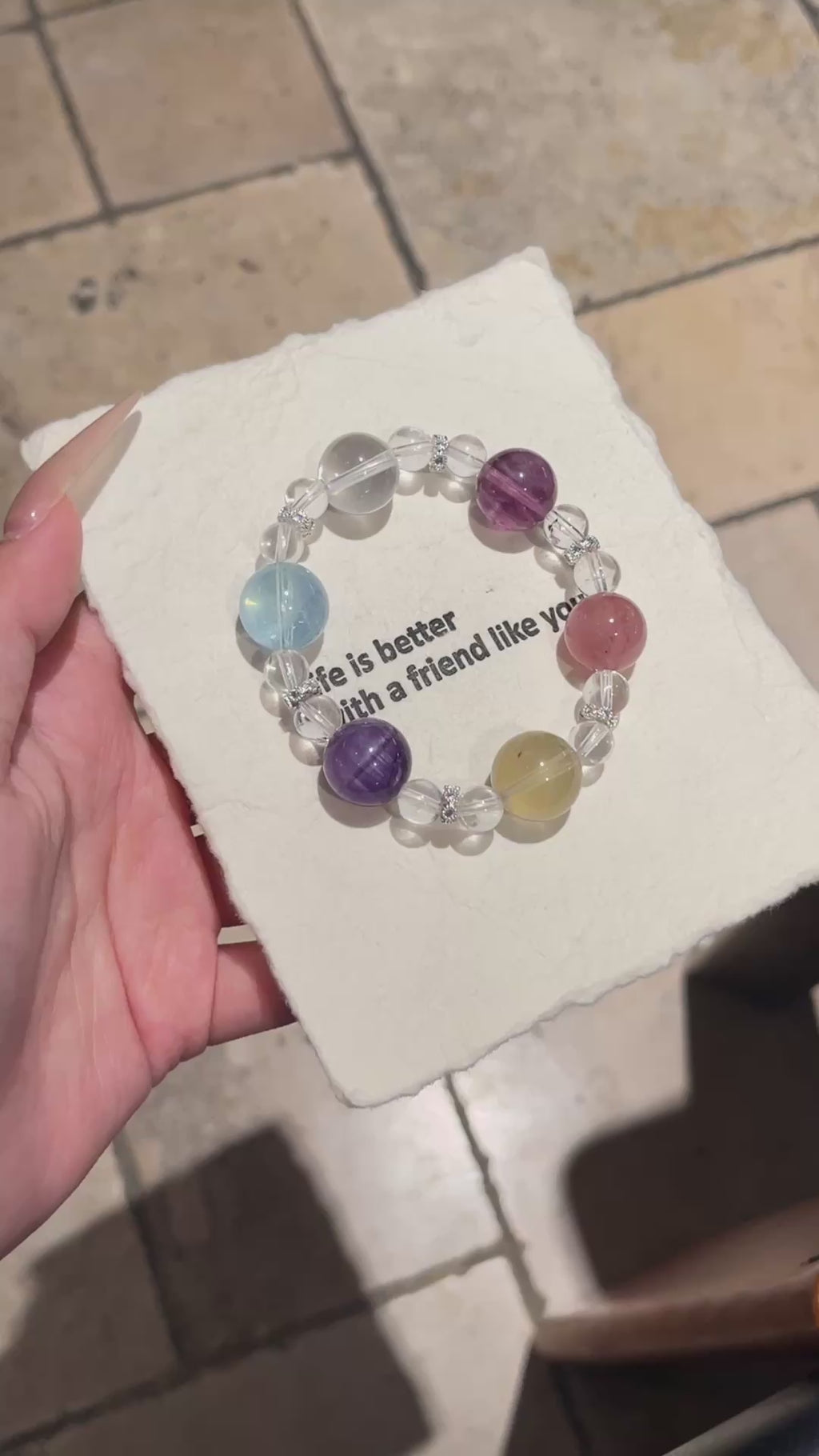 Rainbow Candy | Amethyst, Clear Quartz, Citrine, Aquamarine, Purple Fluorite & Strawberry Quartz Bracelet | 8–14.5mm